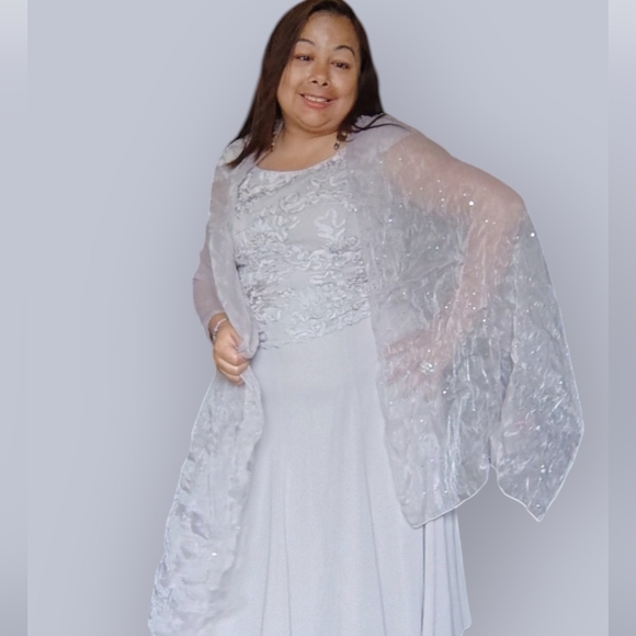 JACQUES VERT WOMENS SMALL FLORAL FORMAL GREY DRESS WEDDING PROM OR GRAD… - Picture 9 of 10